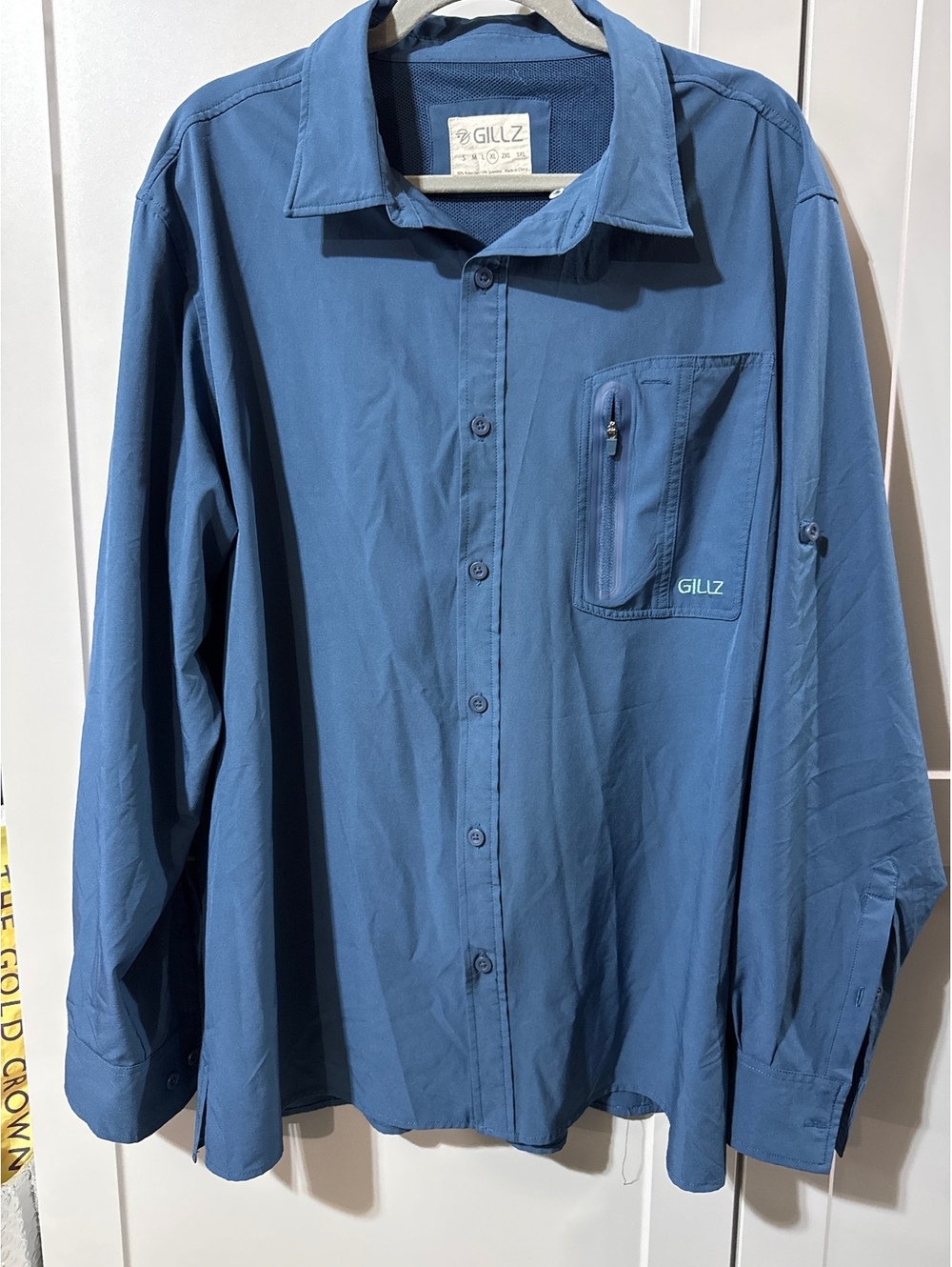Gillz XL Blue Polyester-Spandex Fishing Shirt with Zippered